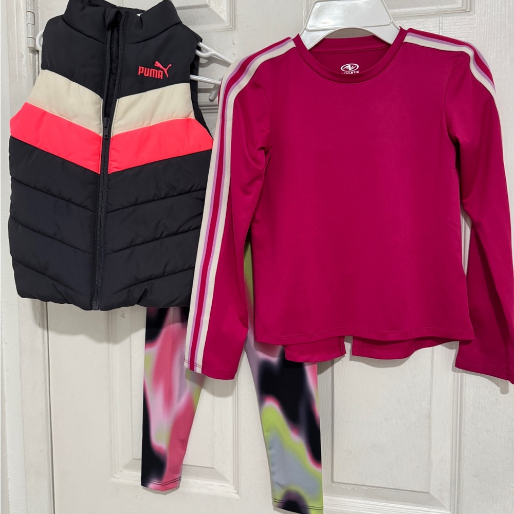 3 Pieces Pink and Gray Outfit Set For Girls (3-4)y